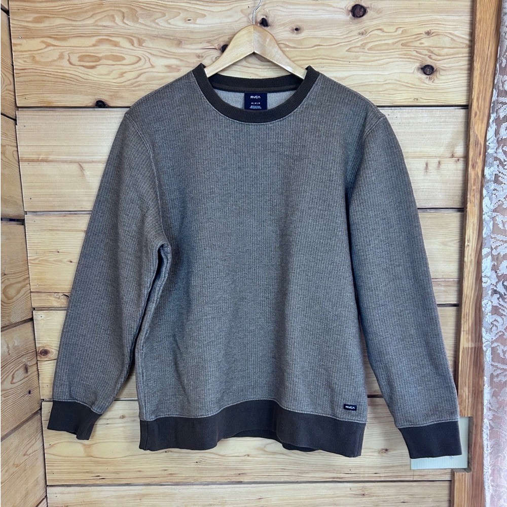 RVCA Mens Brown‎ Textured Crewneck Sweatshirt Pullover Size Medium